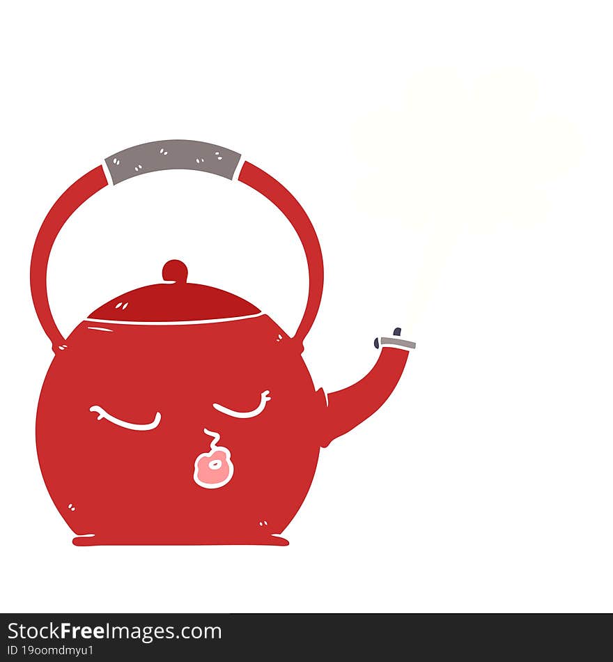 flat color style cartoon boiling kettle