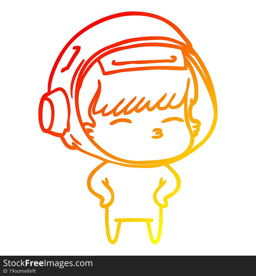 warm gradient line drawing cartoon curious astronaut