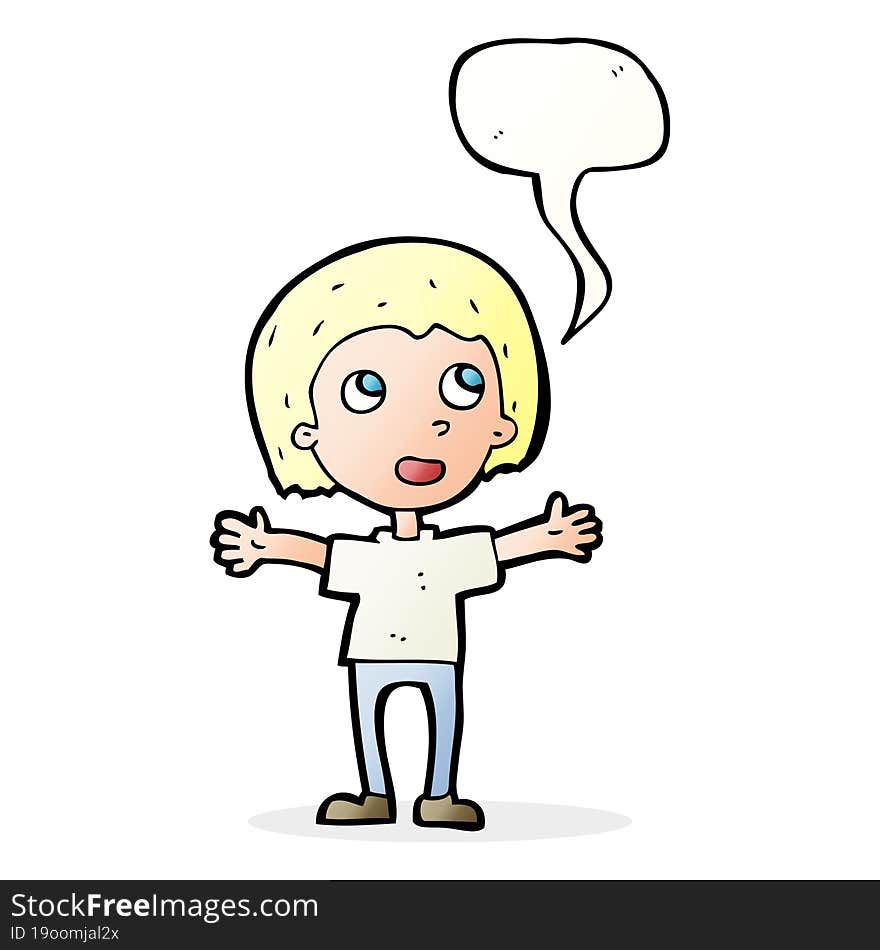 Cartoon Happy Person With Speech Bubble