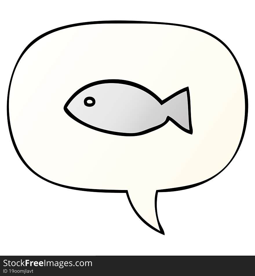 Cartoon Fish Symbol And Speech Bubble In Smooth Gradient Style