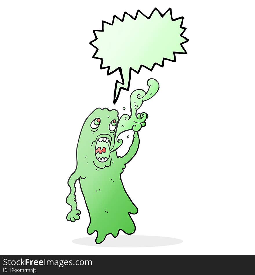 freehand drawn speech bubble cartoon ghost