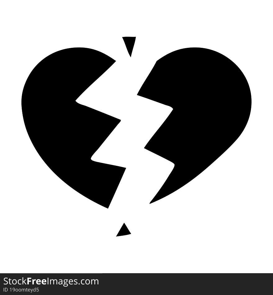 flat symbol of a broken heart. flat symbol of a broken heart