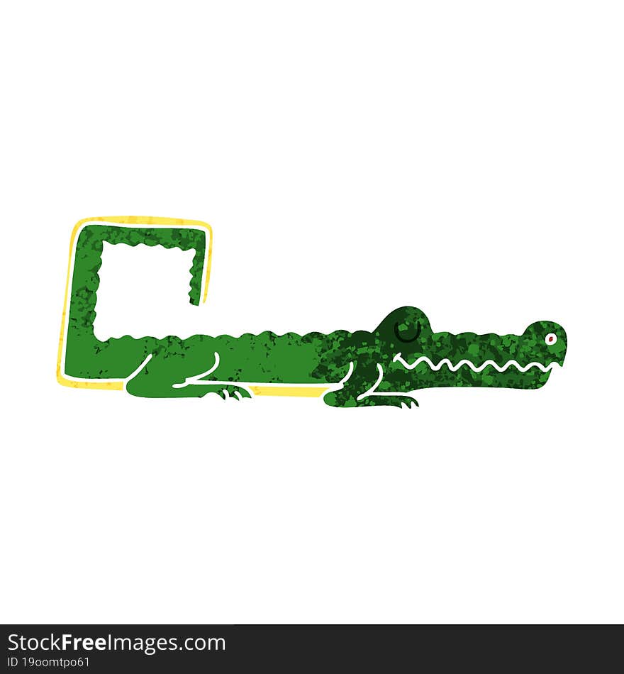 quirky retro illustration style cartoon crocodile