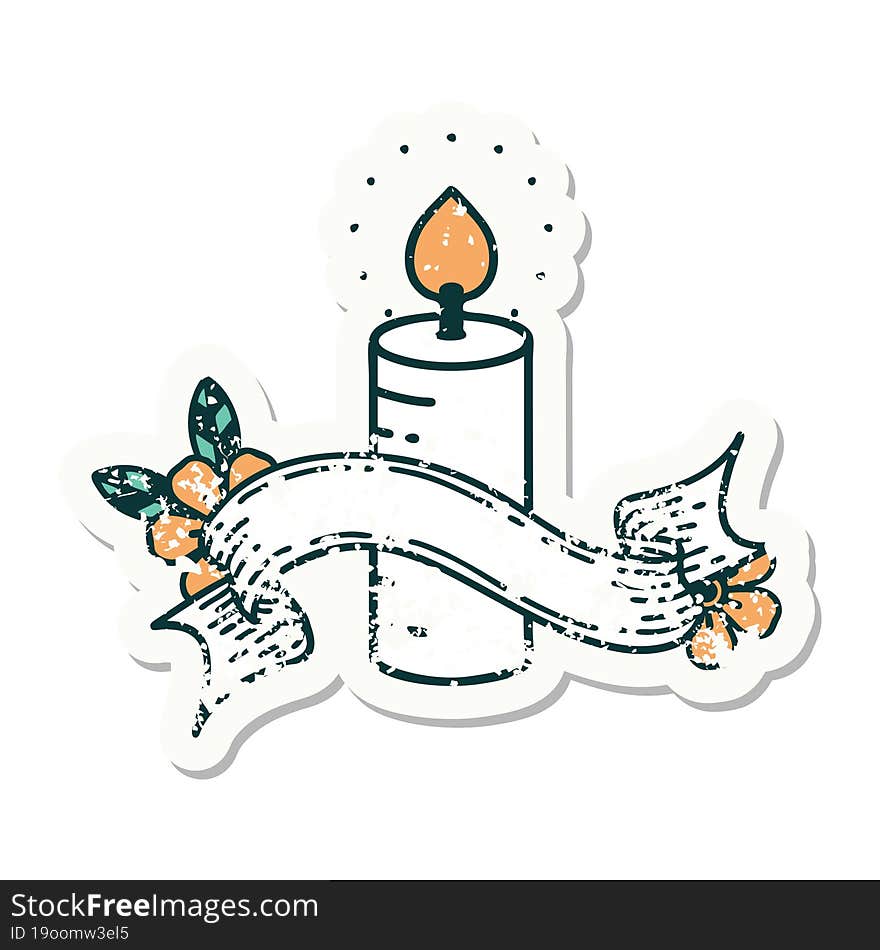 Grunge Sticker With Banner Of A Candle