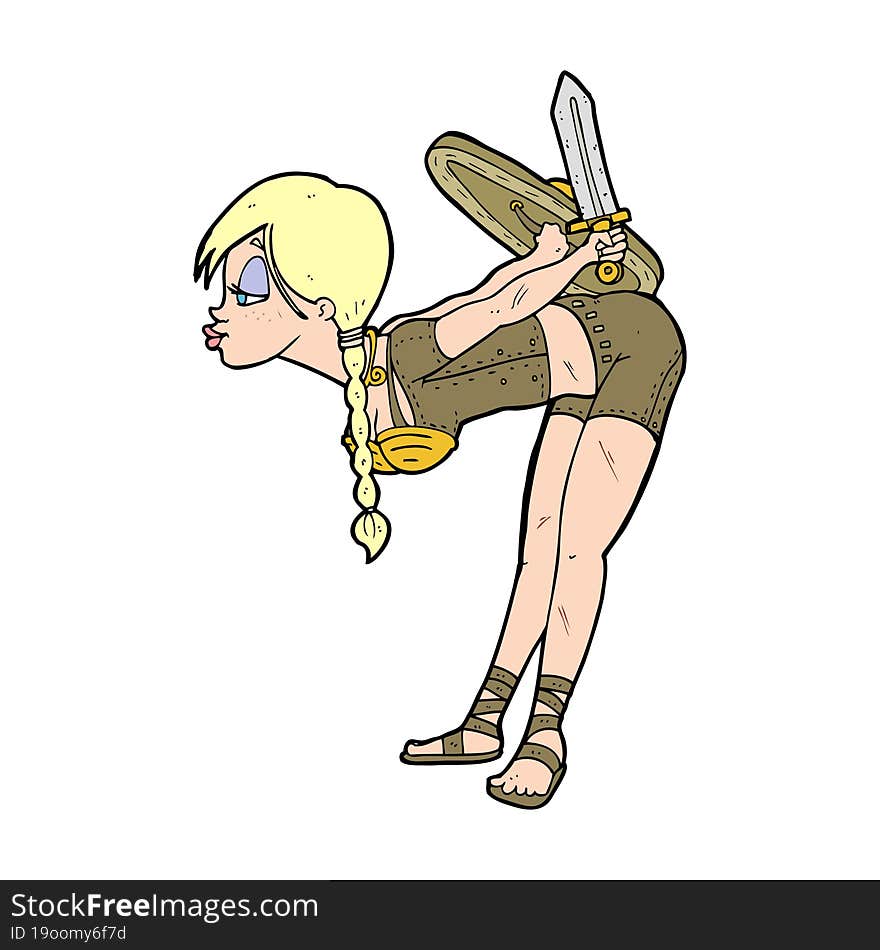 cartoon viking girl bowing