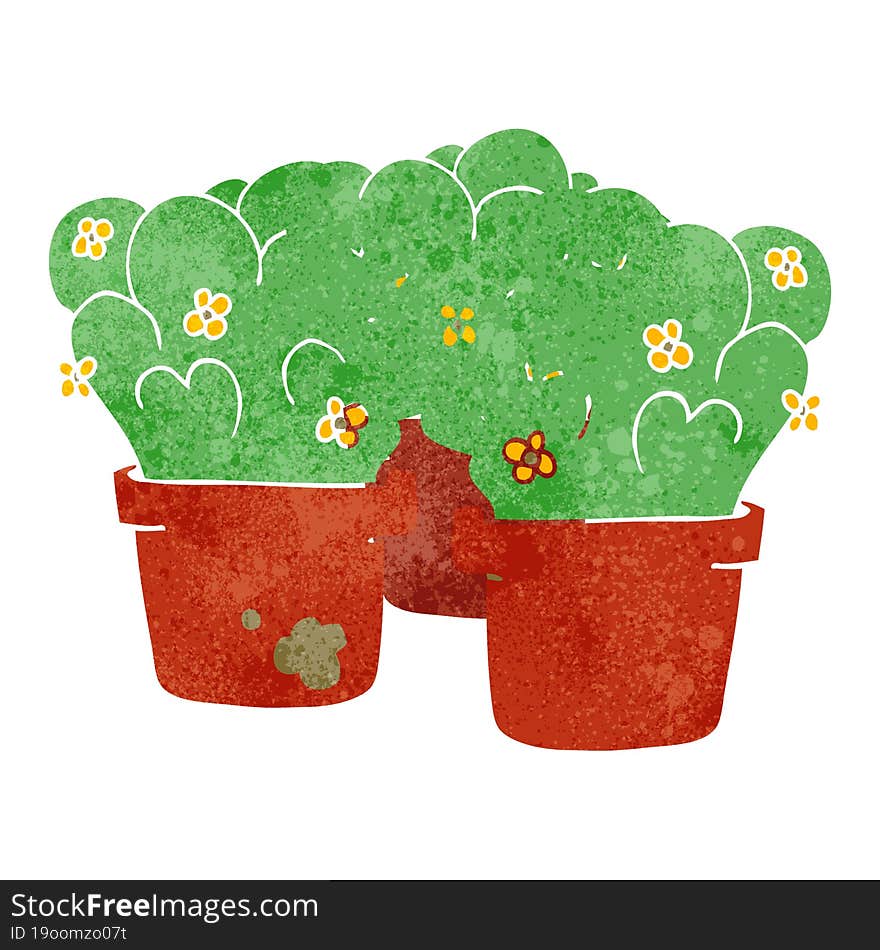 Retro Cartoon Potted Plants