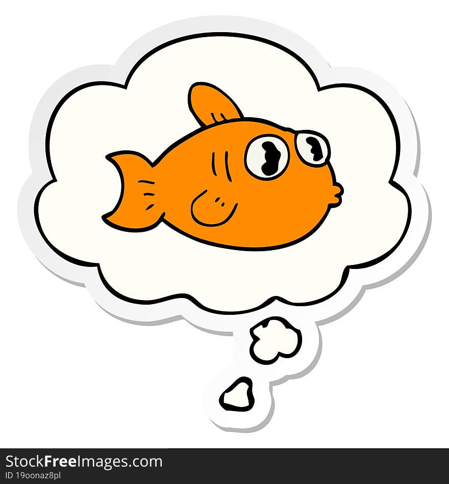 Cartoon Fish And Thought Bubble As A Printed Sticker