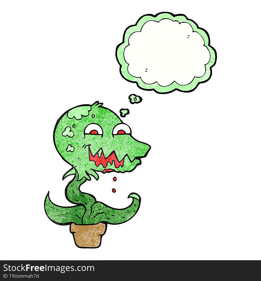 Thought Bubble Textured Cartoon Monster Plant