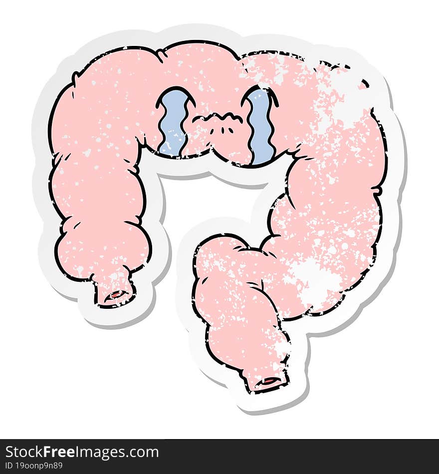 Distressed Sticker Of A Cartoon Colon