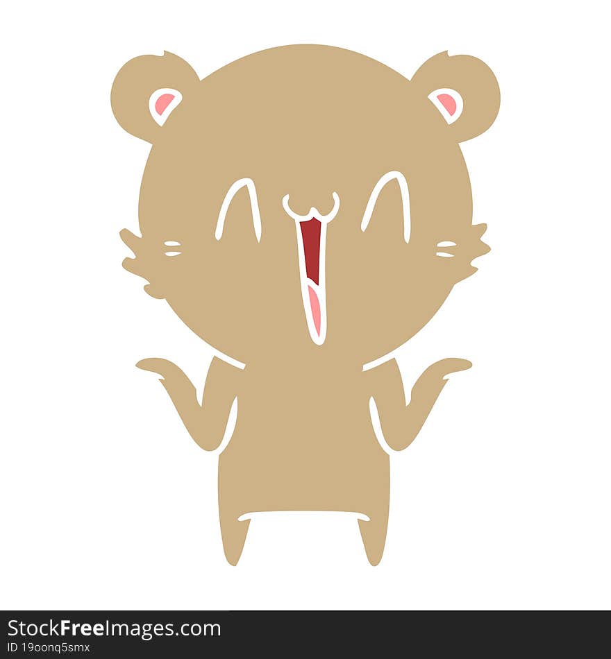 Happy Bear Flat Color Style Cartoon