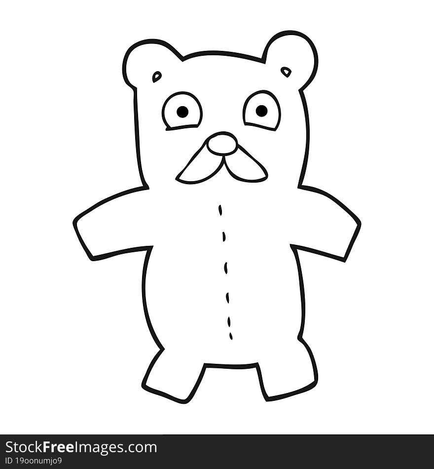 black and white cartoon teddy bear