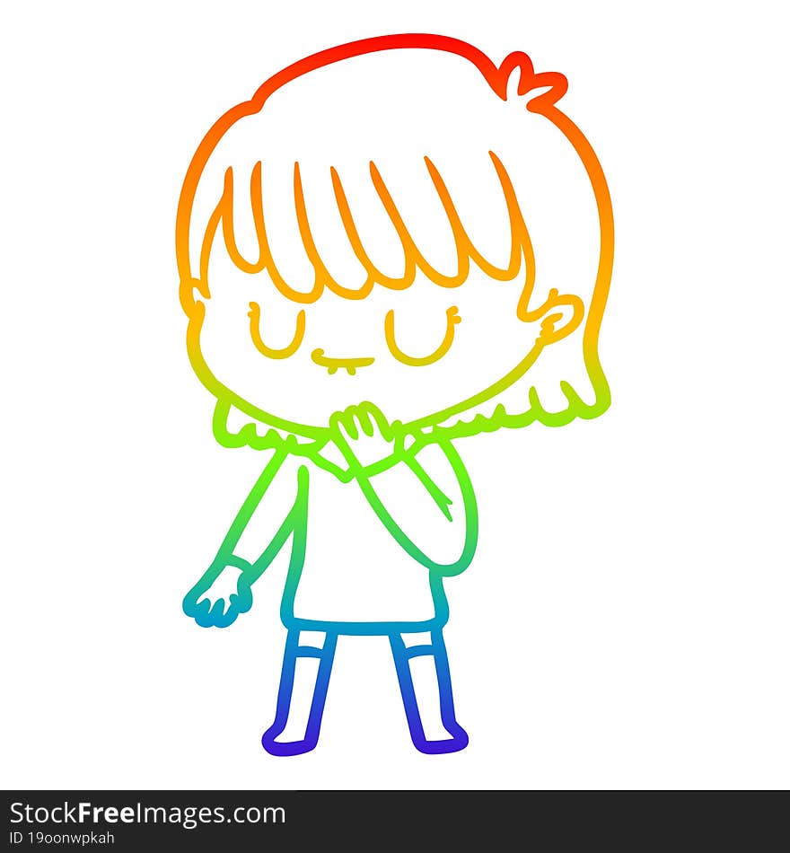 rainbow gradient line drawing of a cartoon woman