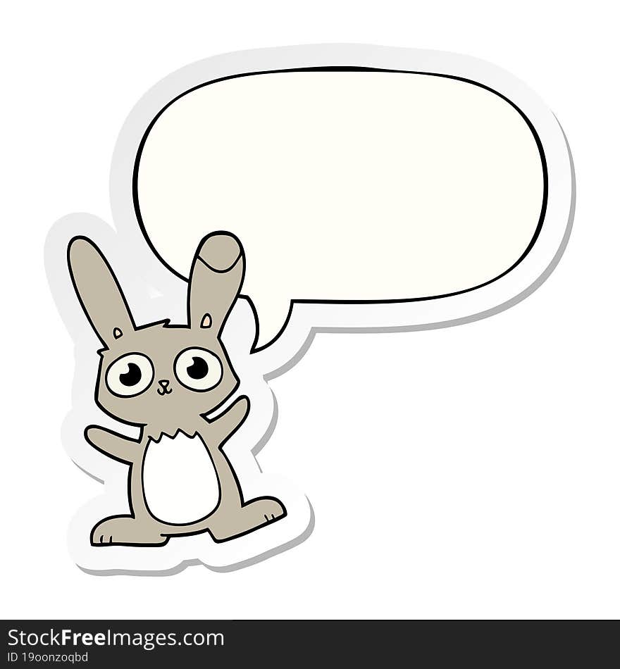 cute cartoon rabbit and speech bubble sticker