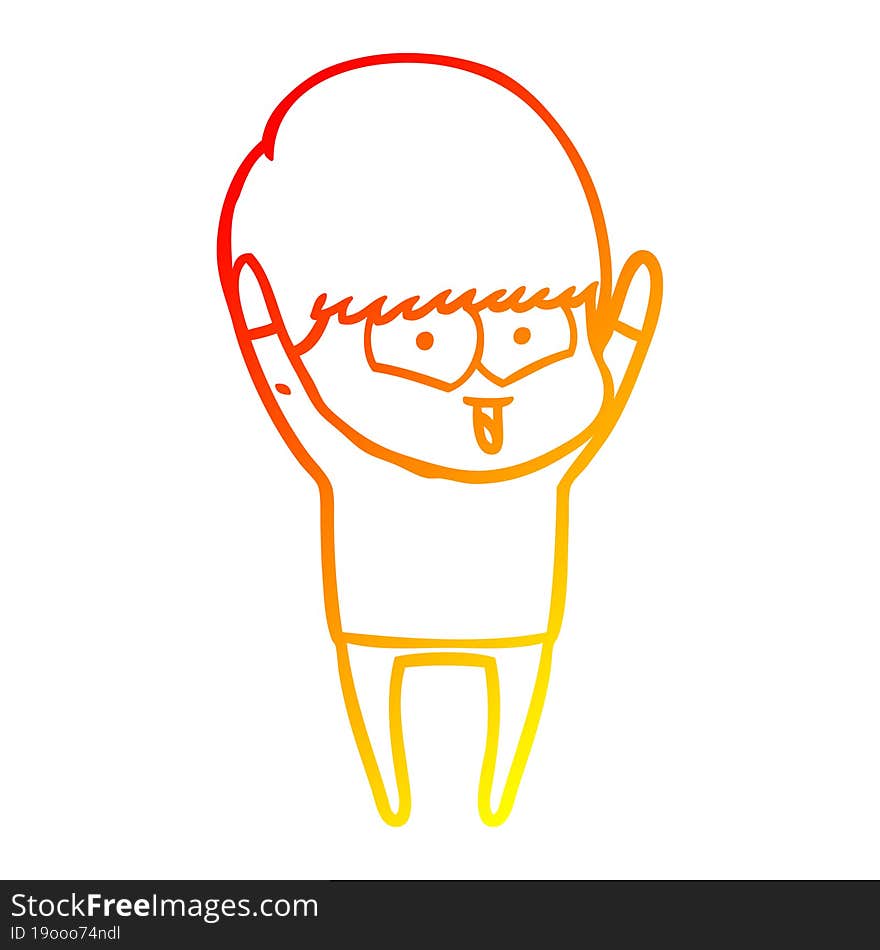 warm gradient line drawing of a cartoon happy boy