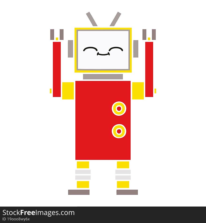 flat color retro cartoon of a robot