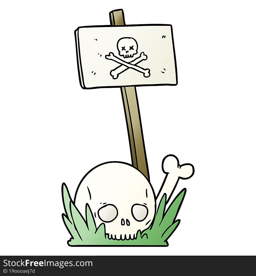 cartoon skull bones and warning sign. cartoon skull bones and warning sign