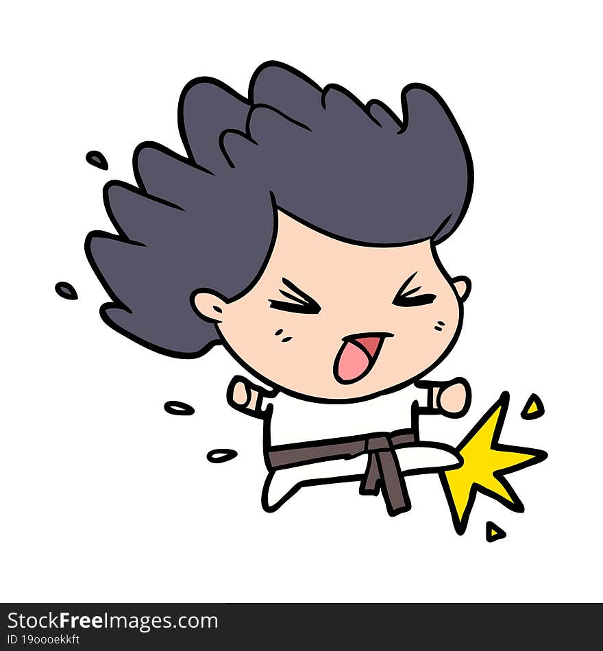 cute cartoon kicking karate champion. cute cartoon kicking karate champion