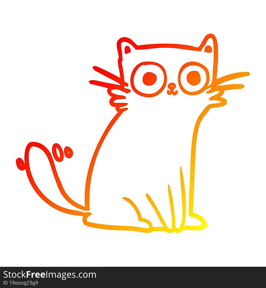 warm gradient line drawing of a staring cat