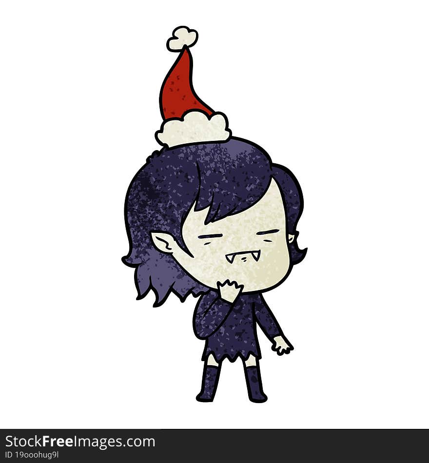 textured cartoon of a undead vampire girl wearing santa hat