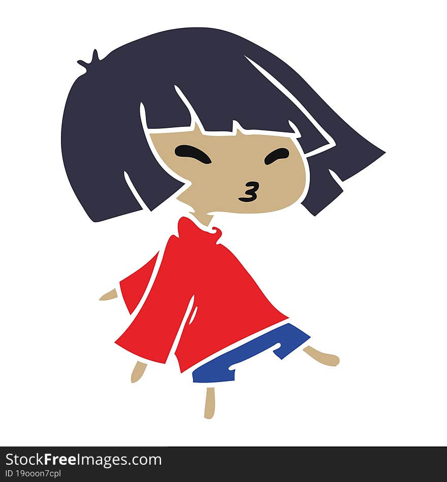 cartoon of a cute kawaii girl