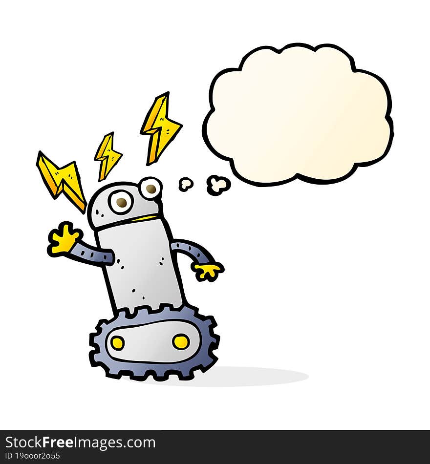 cartoon robot with thought bubble