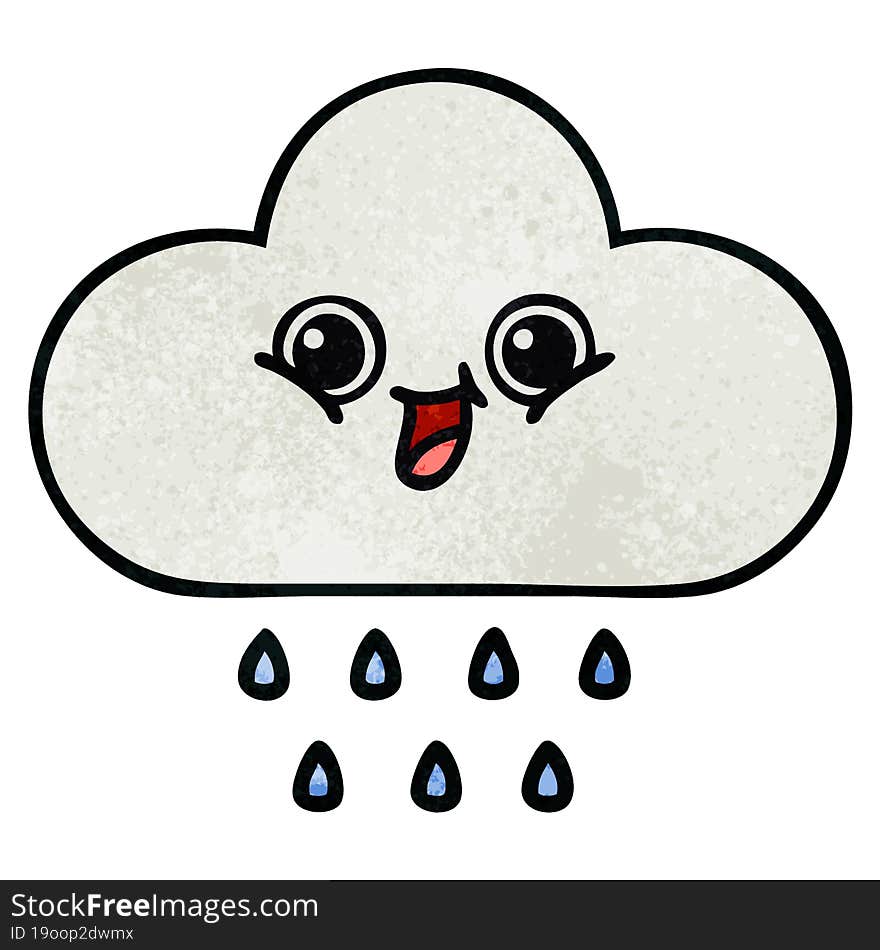 retro grunge texture cartoon rain cloud