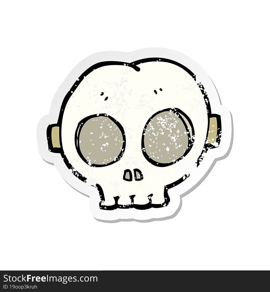 Retro Distressed Sticker Of A Cartoon Halloween Skull Mask