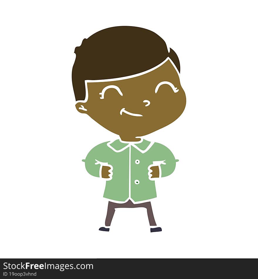 Flat Color Style Cartoon Boy With Hands On Hips