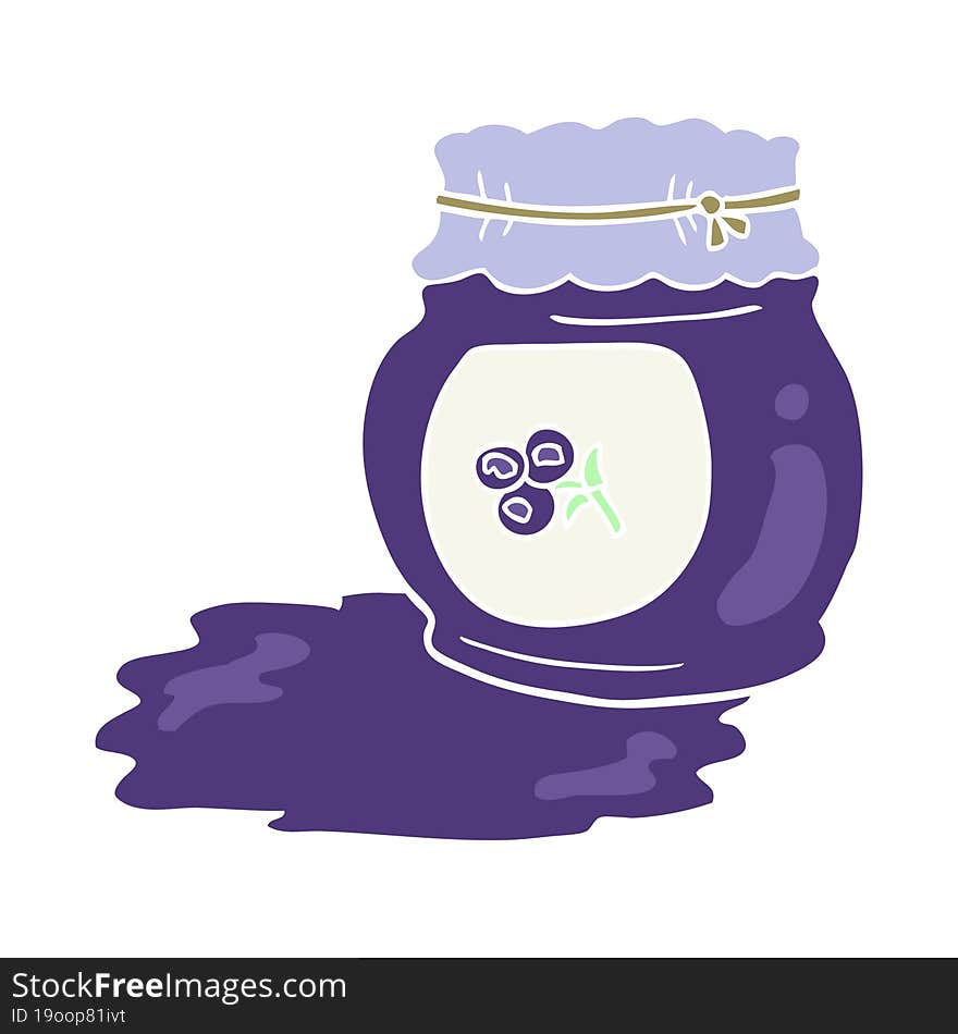 Flat Color Illustration Of A Cartoon Blueberry Jam