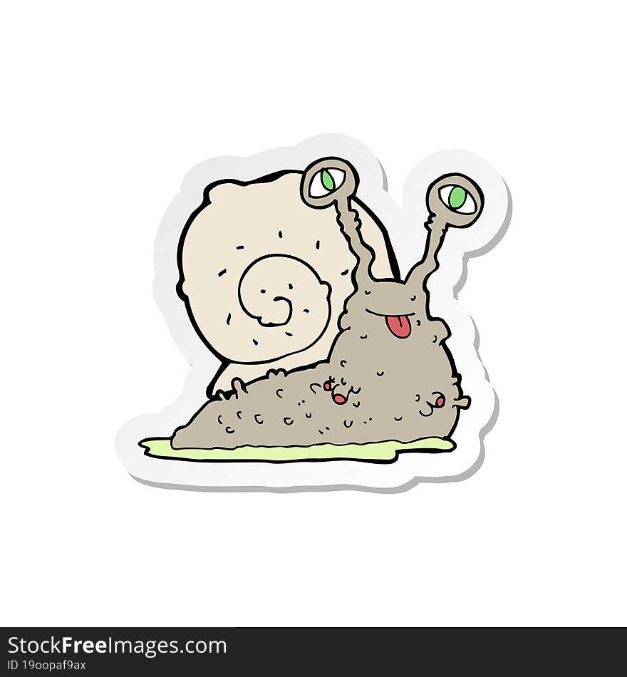 sticker of a cartoon gross slug