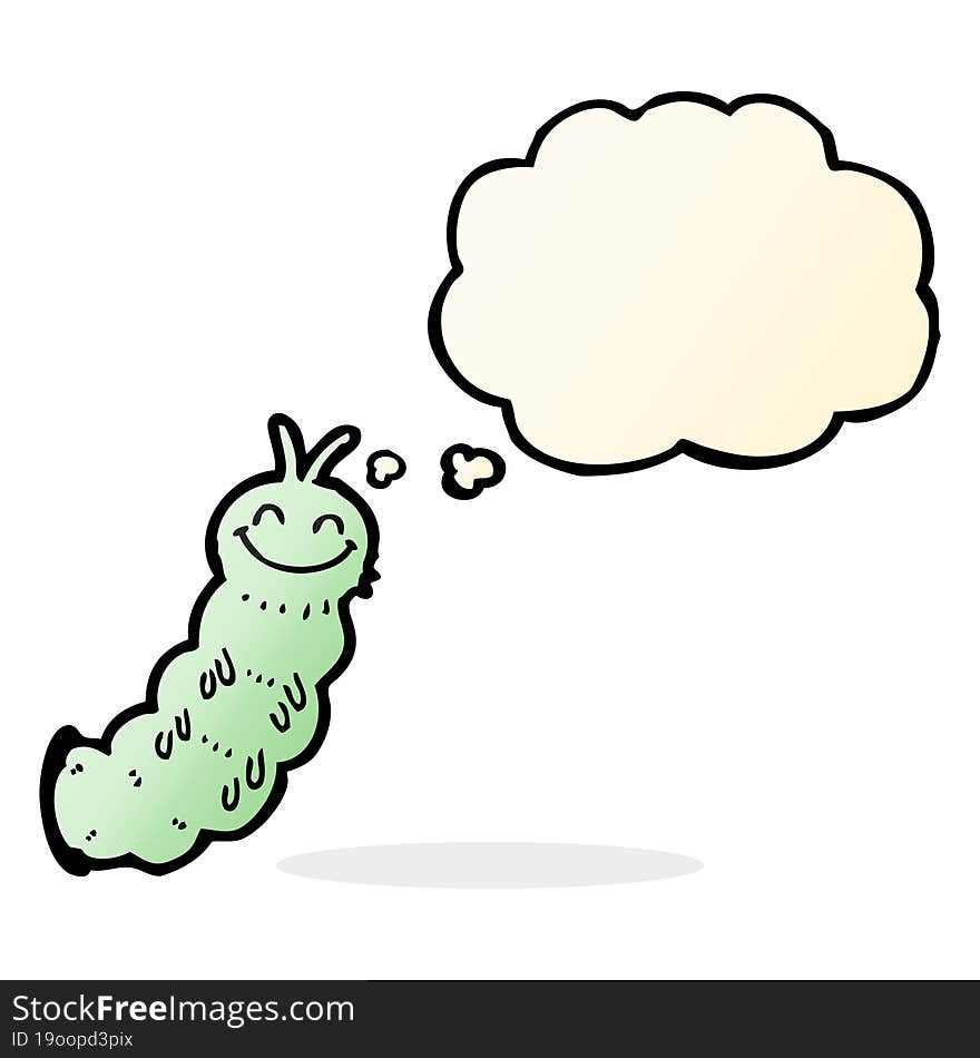 Cartoon Caterpillar With Thought Bubble