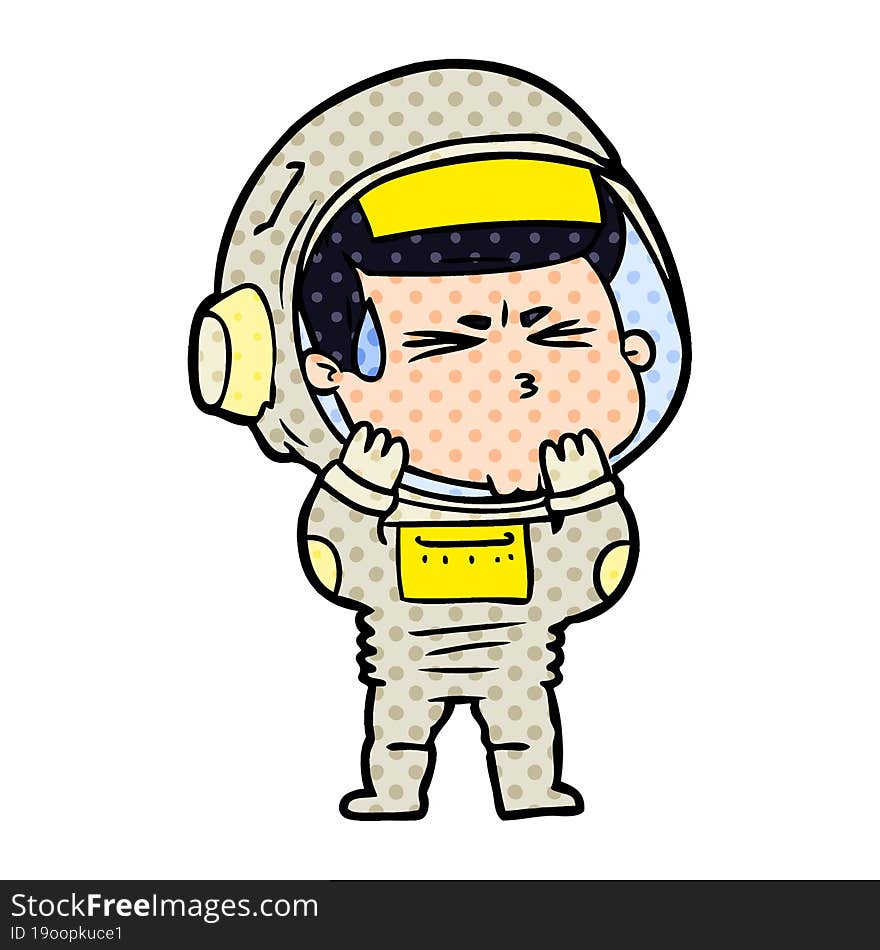 cartoon stressed astronaut. cartoon stressed astronaut