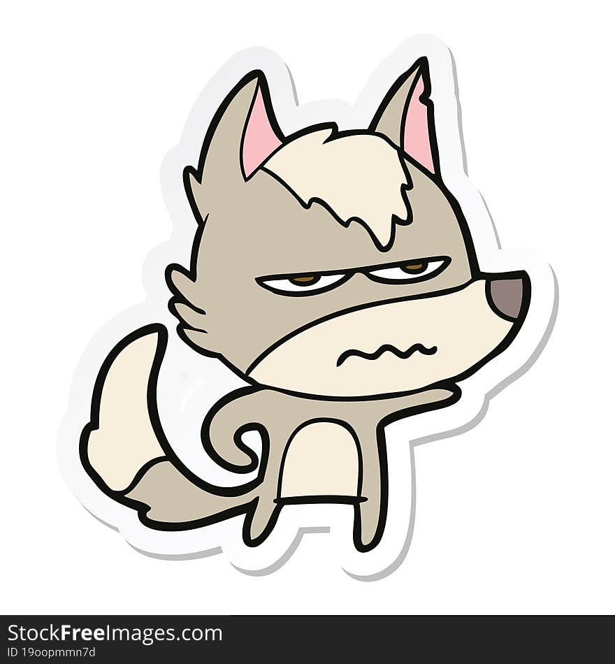 sticker of a cartoon annoyed wolf