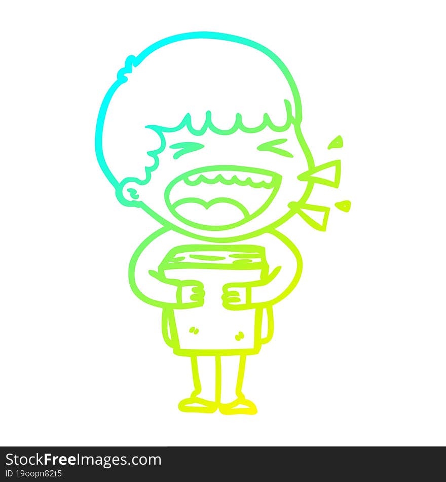 Cold Gradient Line Drawing Cartoon Laughing Man