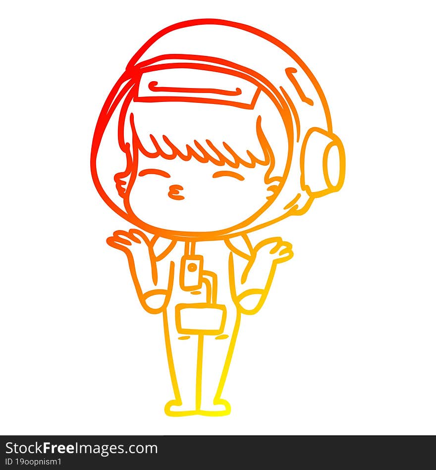 warm gradient line drawing cartoon curious astronaut