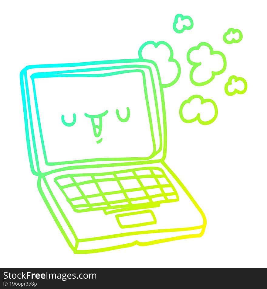 cold gradient line drawing cartoon computer