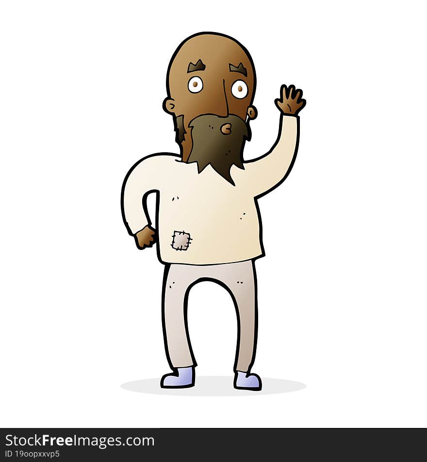 cartoon bearded man waving