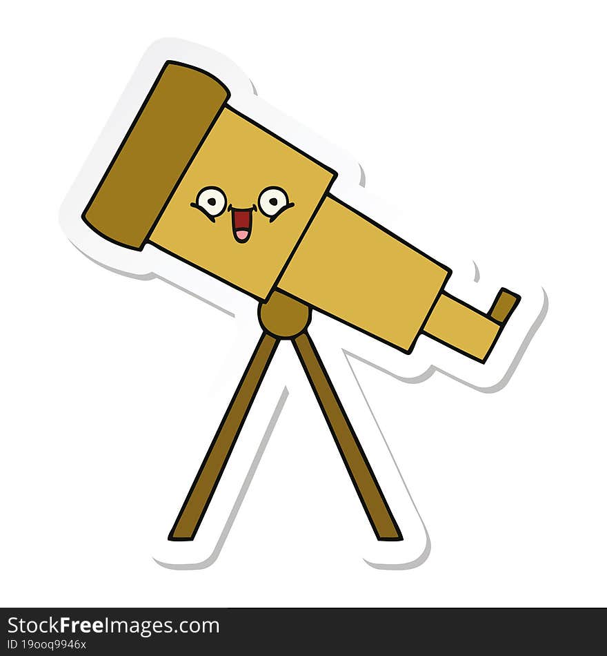 Sticker Of A Cute Cartoon Telescope