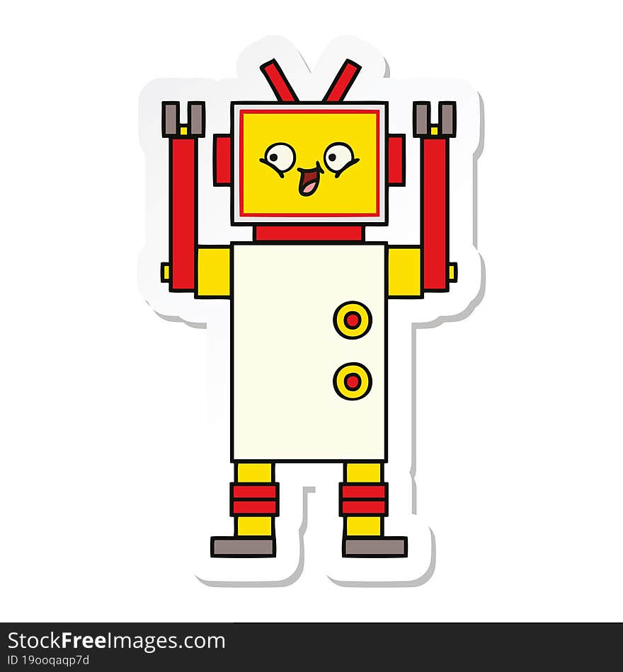 sticker of a cute cartoon robot