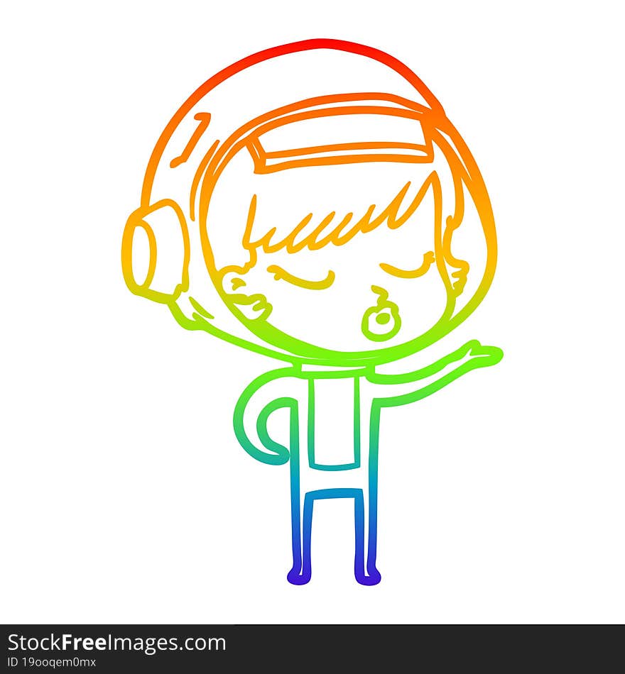 rainbow gradient line drawing cartoon pretty astronaut girl