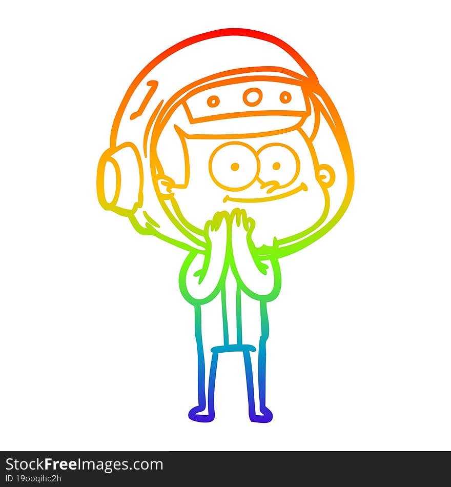 rainbow gradient line drawing happy astronaut cartoon