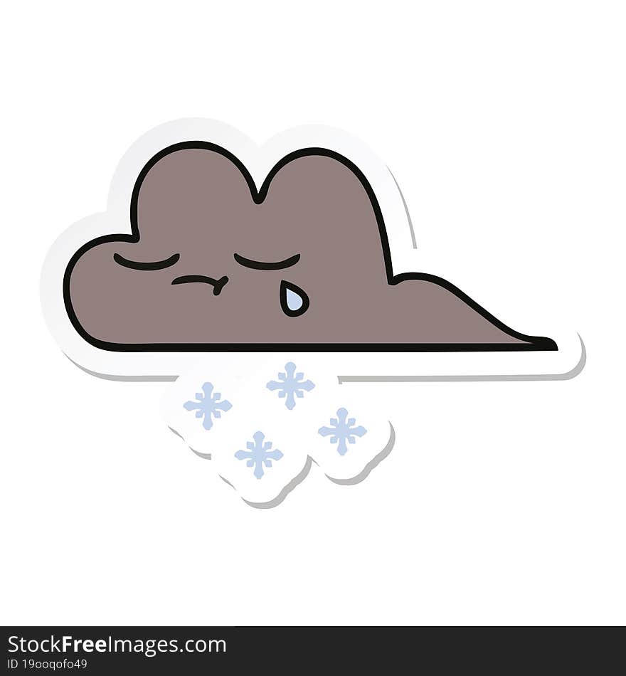 Sticker Of A Cute Cartoon Storm Snow Cloud