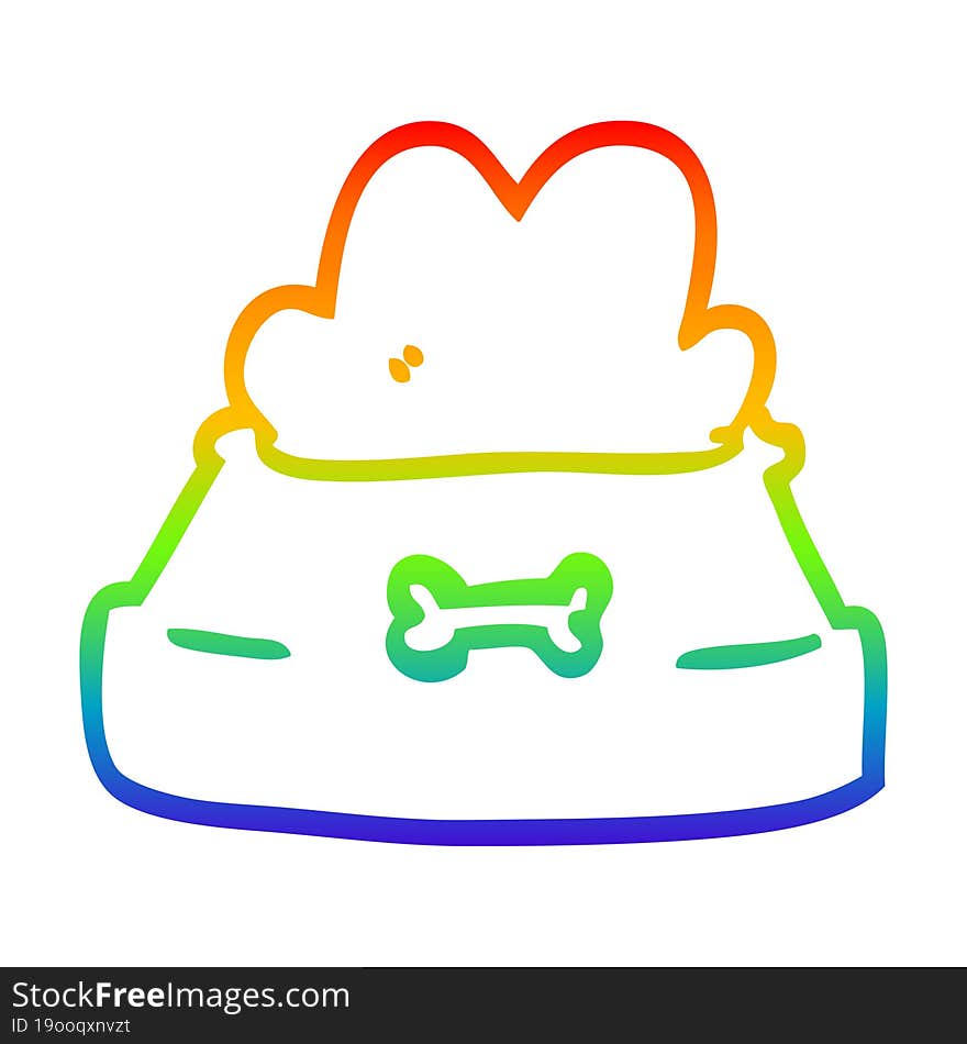 rainbow gradient line drawing of a cartoon pet bowl