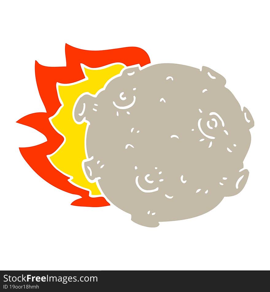 flat color illustration cartoon asteroid