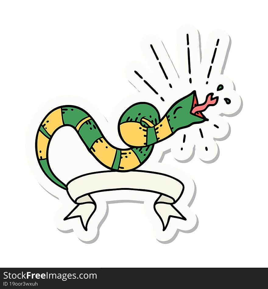 sticker of tattoo style hissing snake