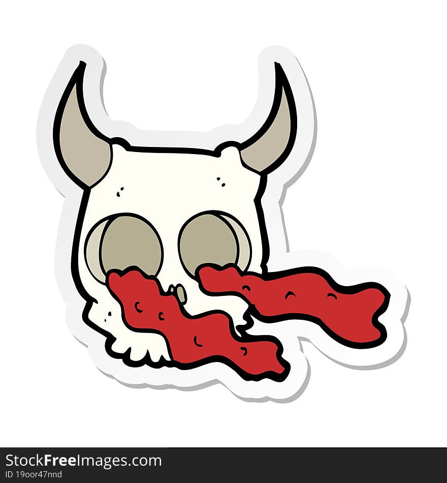 sticker of a cartoon halloween skull