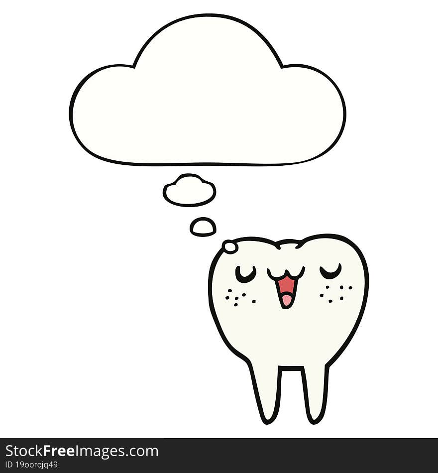 Cartoon Tooth And Thought Bubble