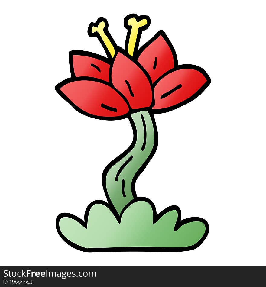 cartoon doodle red lilly