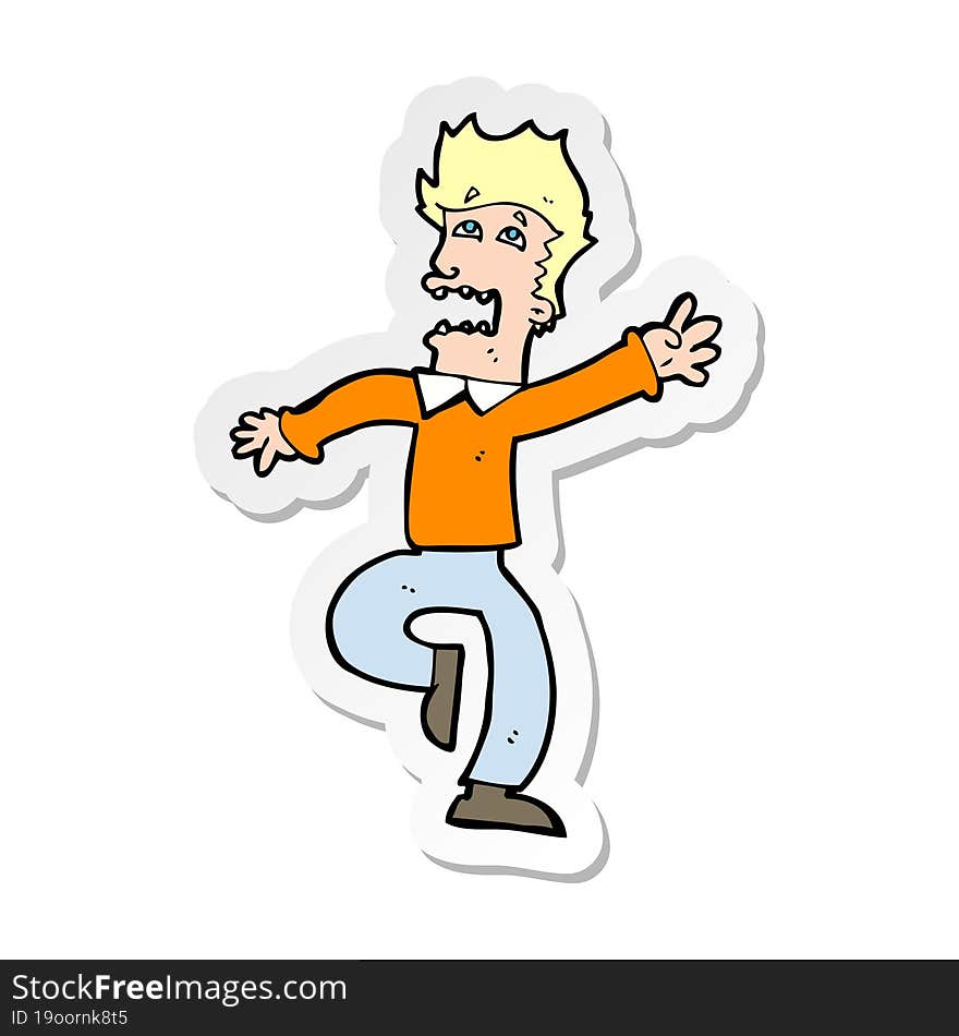 Sticker Of A Cartoon Man Panicking