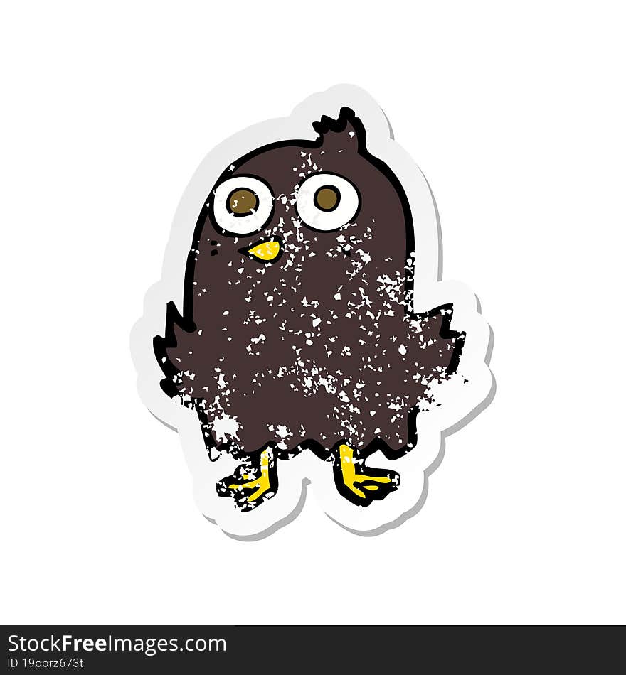 retro distressed sticker of a funny cartoon bird